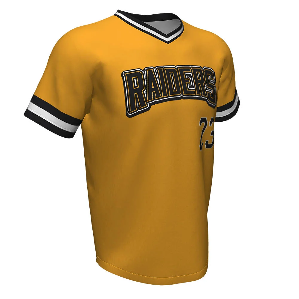 Custom Varsity Ribbed Collar V-Neck Baseball Jersey | OEM