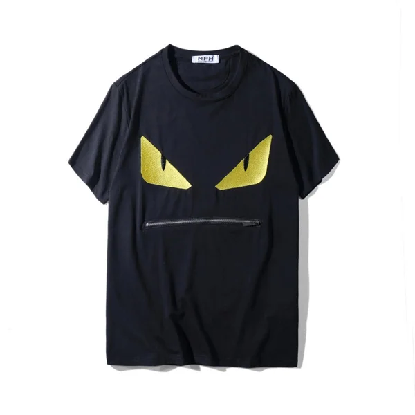 Custom Metallic Appliqué Zipper Graphic T-Shirt | Luxury OEM