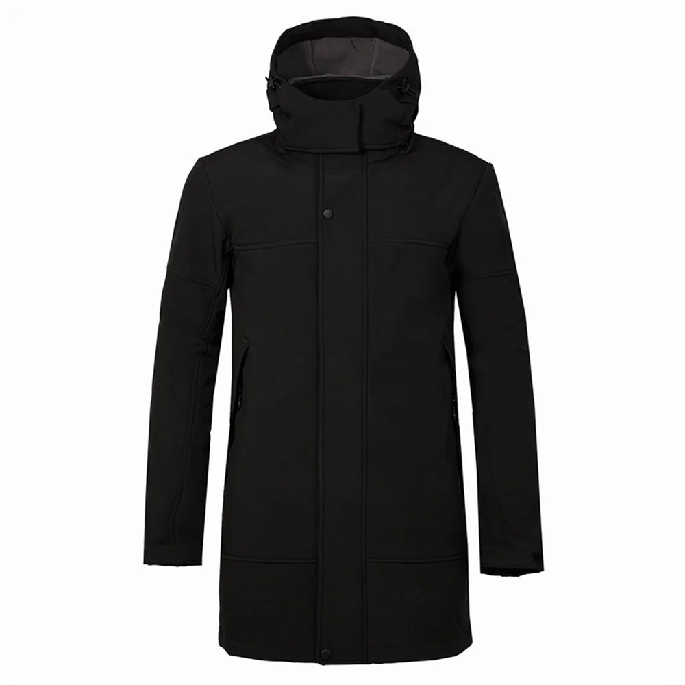 Custom Black Mid-Length Softshell Parka Jacket | Urban Outerwear OEM
