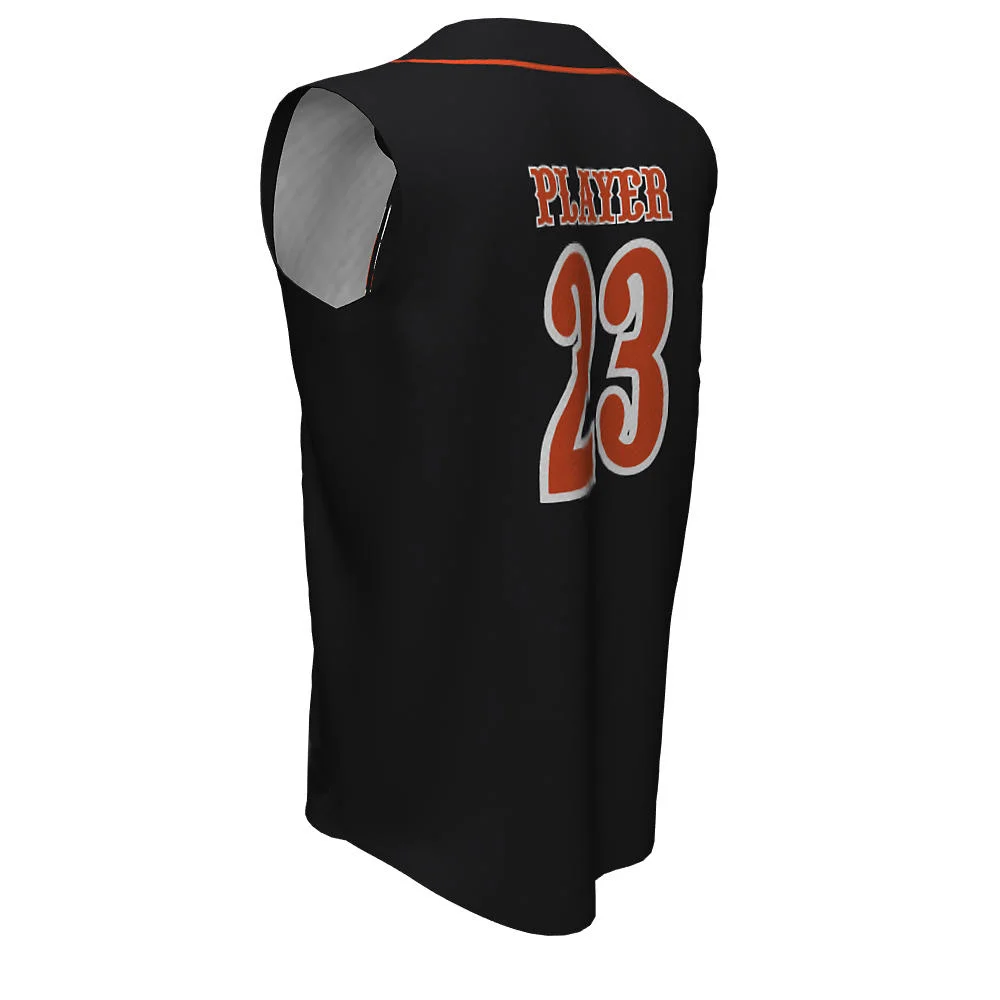Custom Black & Orange Piped Sleeveless Baseball Jersey | OEM
