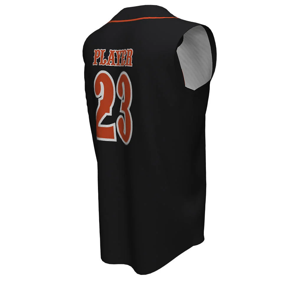 Custom Black & Orange Piped Sleeveless Baseball Jersey | OEM