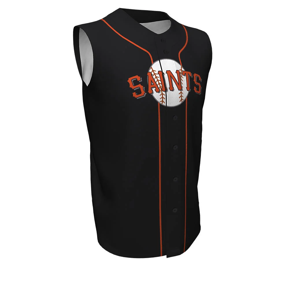 Custom Black & Orange Piped Sleeveless Baseball Jersey | OEM