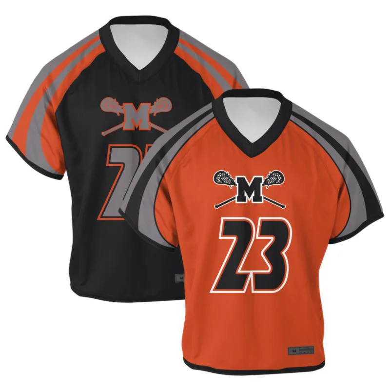 Custom Two-Tone Shoulder Stripe Lacrosse V-Neck Jersey Set | OEM