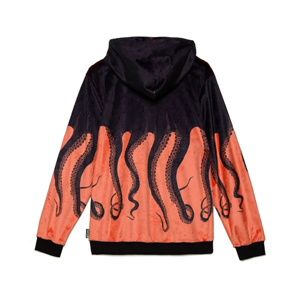 Custom Black & Orange Flame Tentacle Sublimation Hoodie | OEM