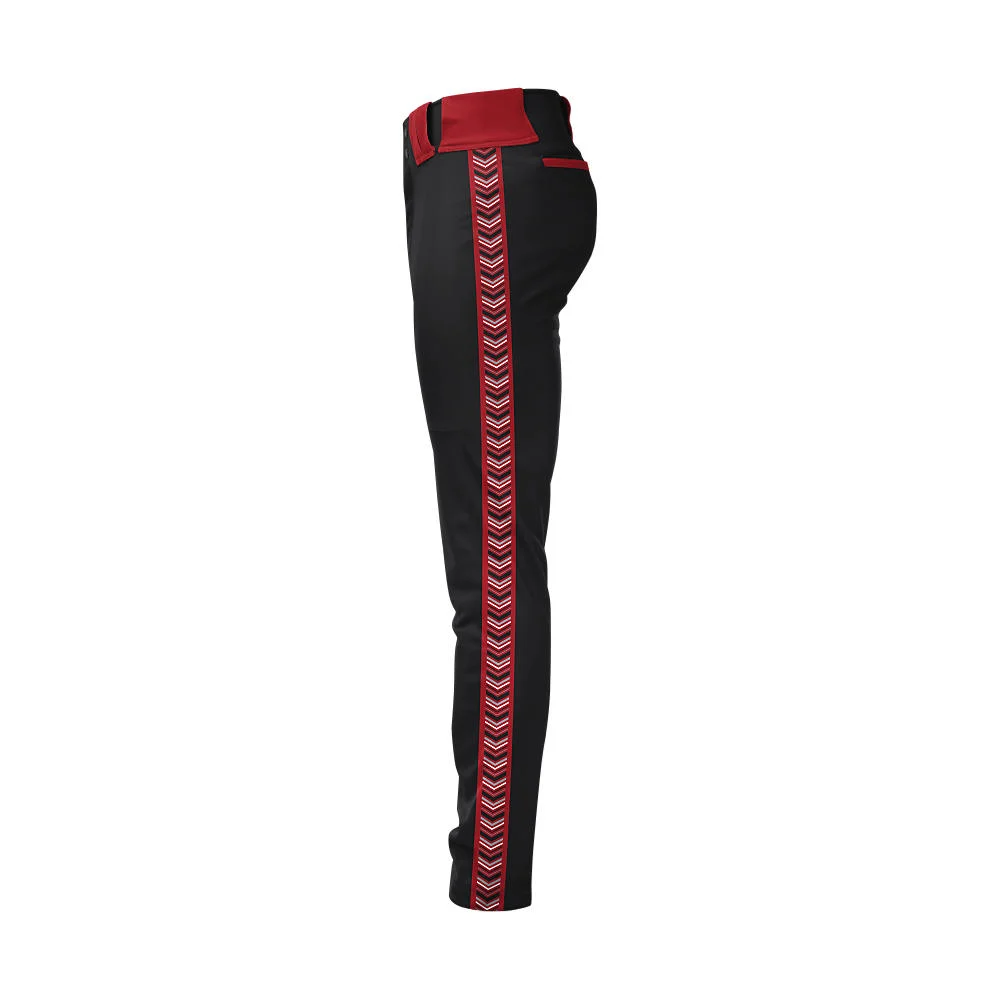 Custom Solid Black Patterned Braid Baseball Pants | OEM