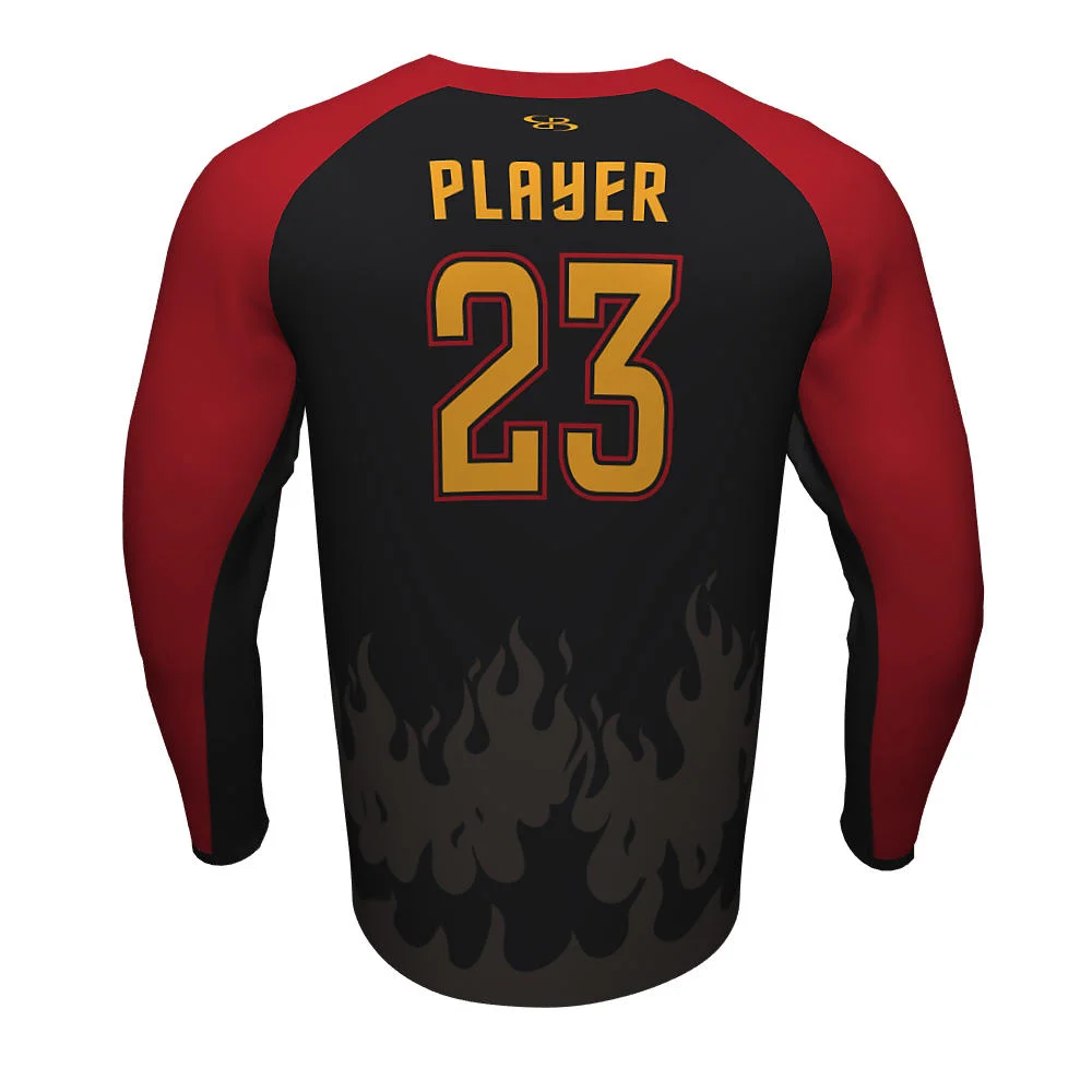Custom Flame Graphic Raglan Esports Long Sleeve Jersey | OEM
