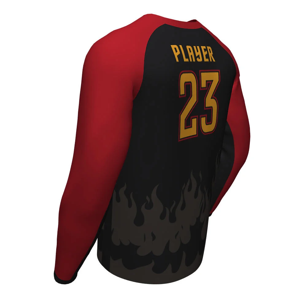 Custom Flame Graphic Raglan Esports Long Sleeve Jersey | OEM
