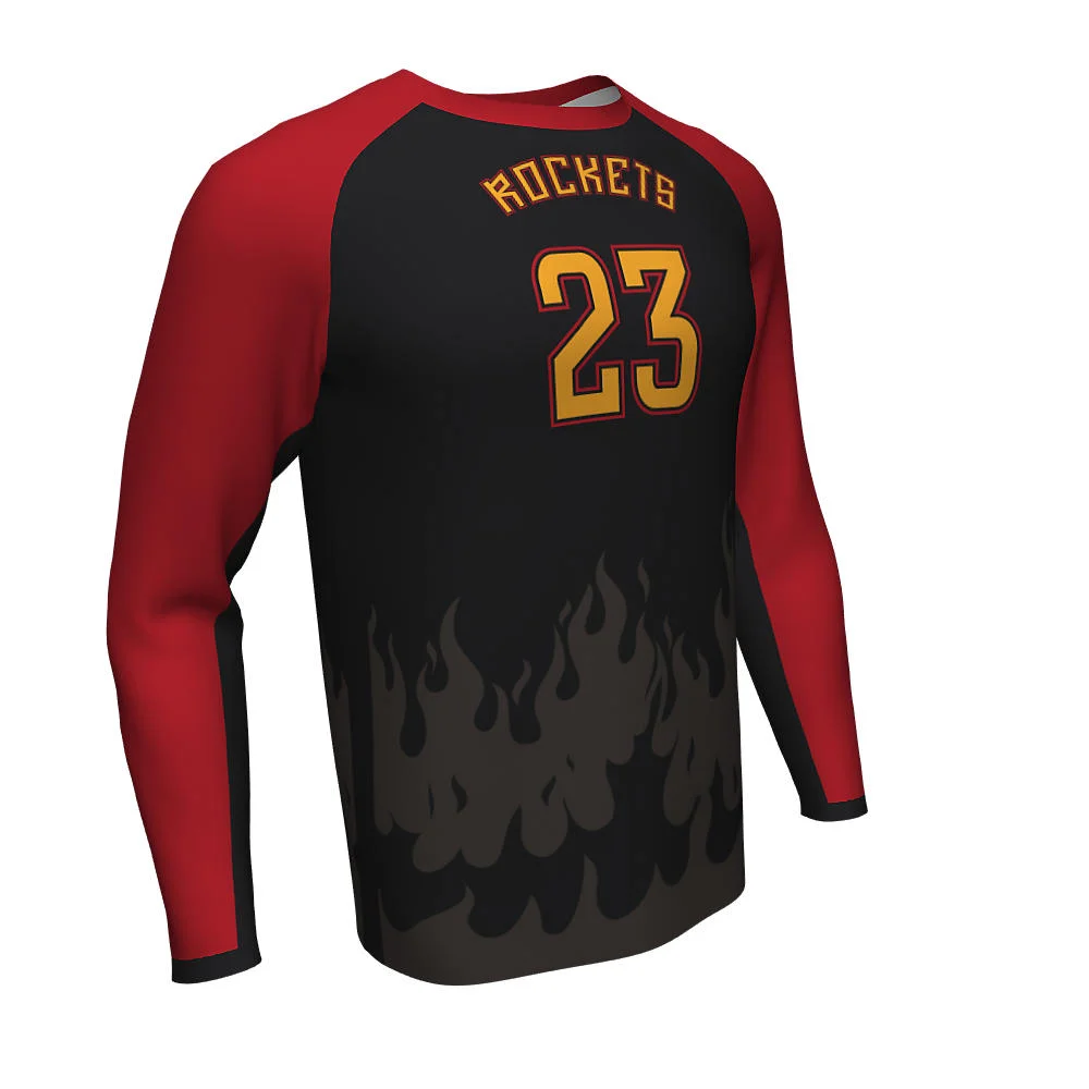 Custom Flame Graphic Raglan Esports Long Sleeve Jersey | OEM