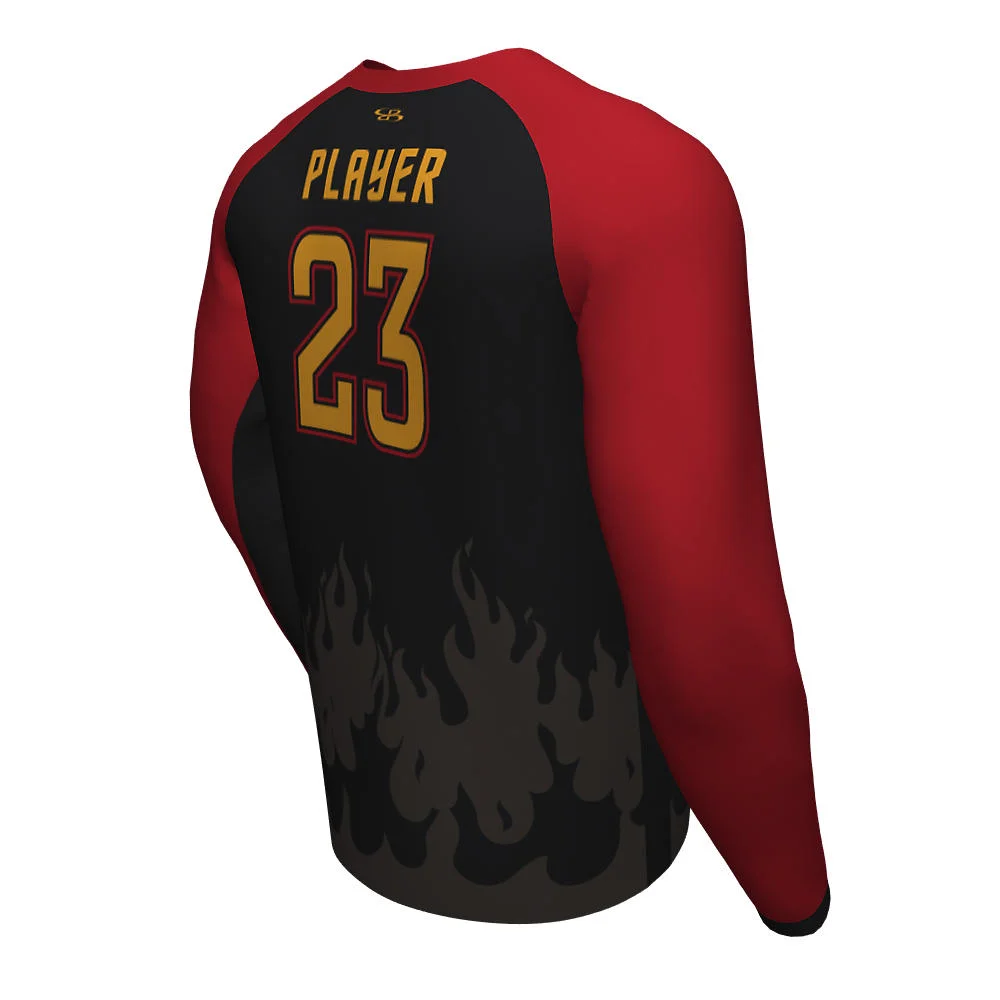 Custom Flame Graphic Raglan Esports Long Sleeve Jersey | OEM