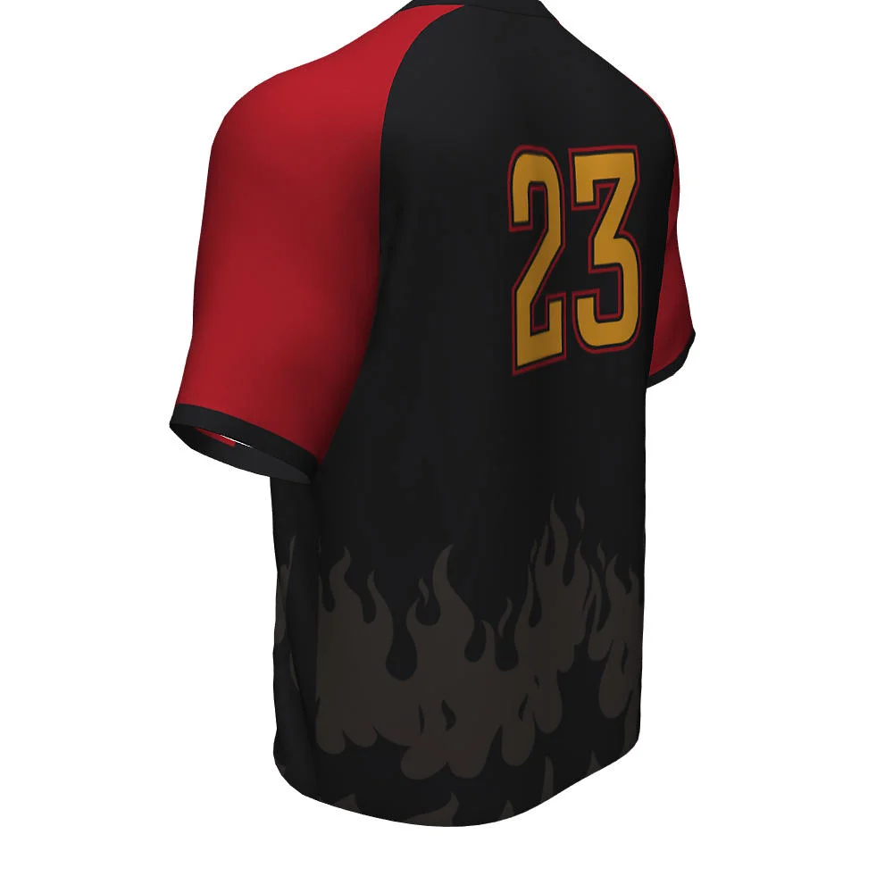 Custom Flame Watermark Raglan Short Sleeve Shooting Shirt | OEM