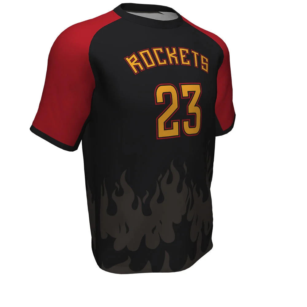 Custom Flame Watermark Raglan Short Sleeve Shooting Shirt | OEM