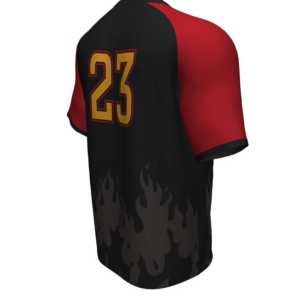 Custom Flame Watermark Raglan Short Sleeve Shooting Shirt | OEM
