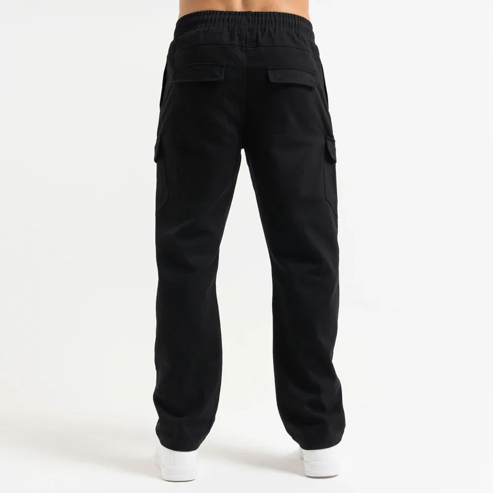 Custom Black Relaxed-Fit Tactical Cargo Pants | Streetwear OEM