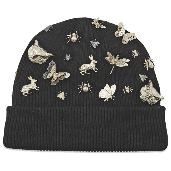 Custom Embellished Metallic Appliqué Beanie | Luxury Knitwear OEM