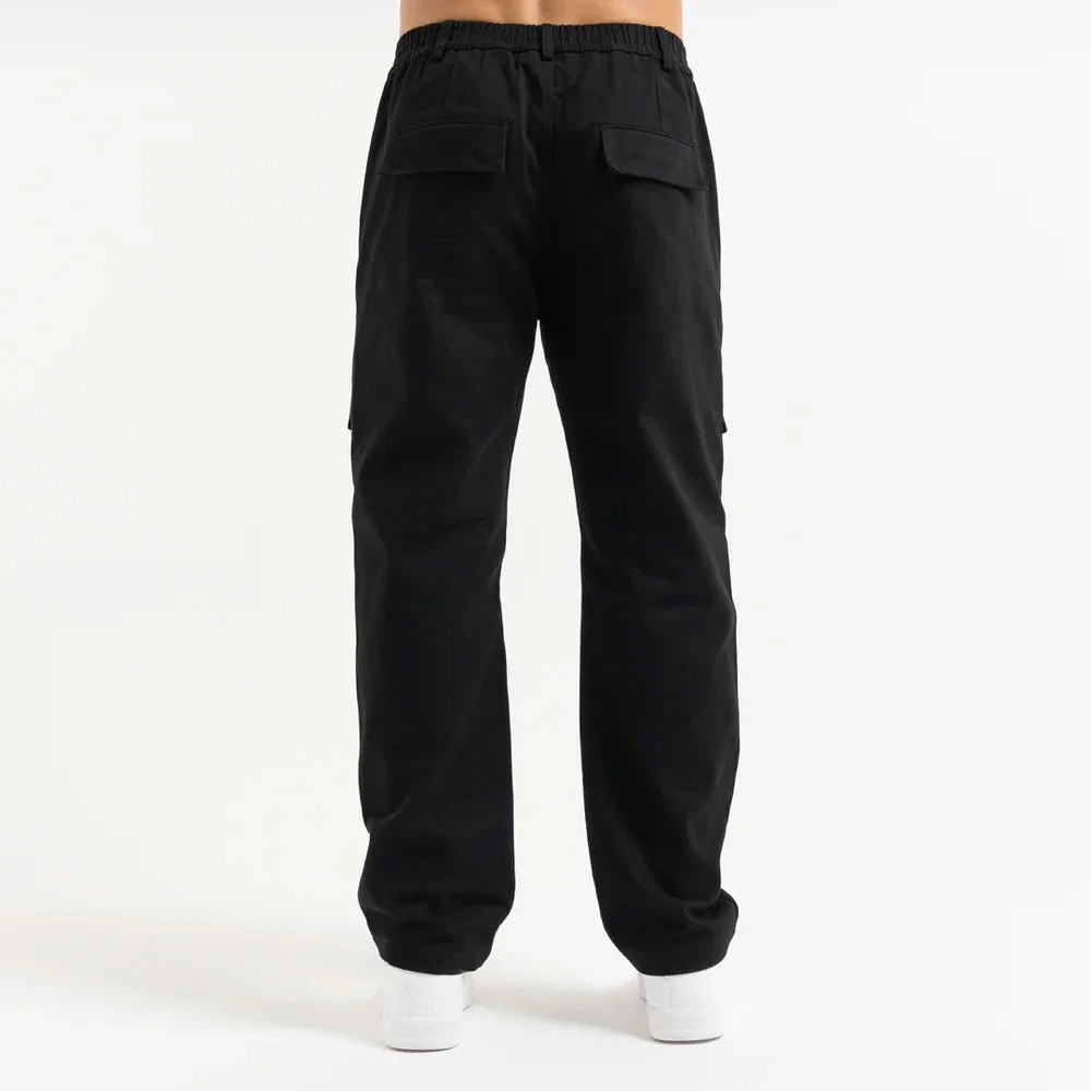 Custom Black Straight-Leg Utility Cargo Pants | Streetwear OEM