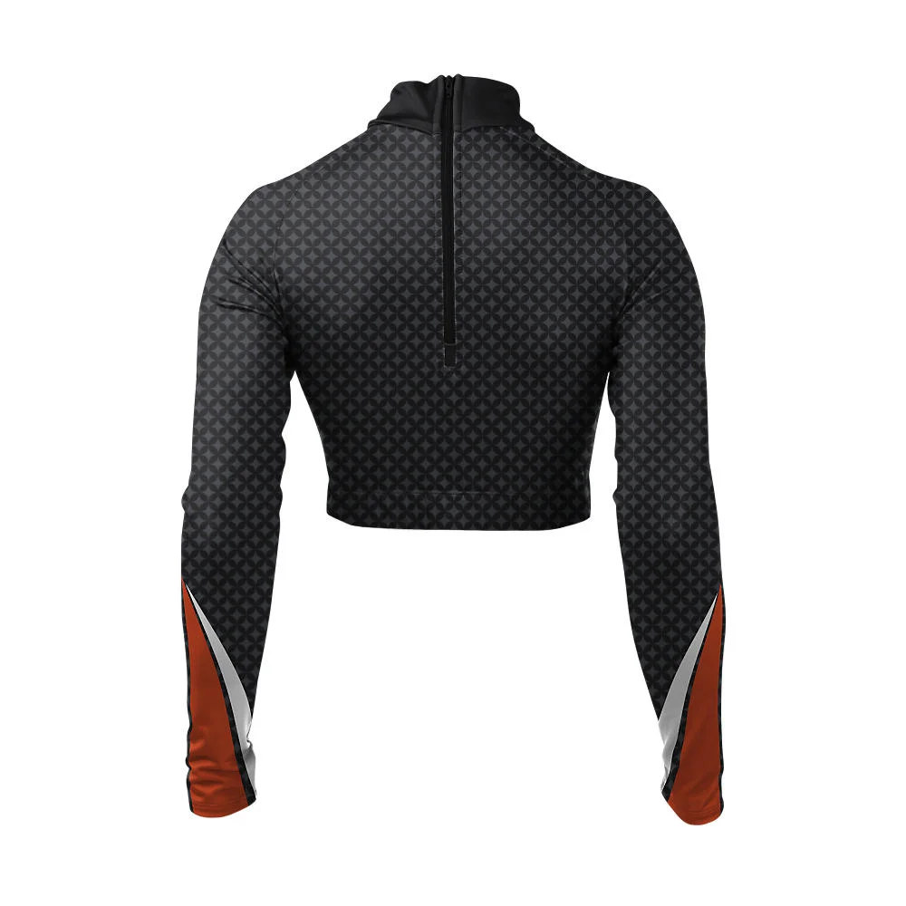 Custom Geometric Texture Cropped Cheer Mock Neck Bodyliner | OEM