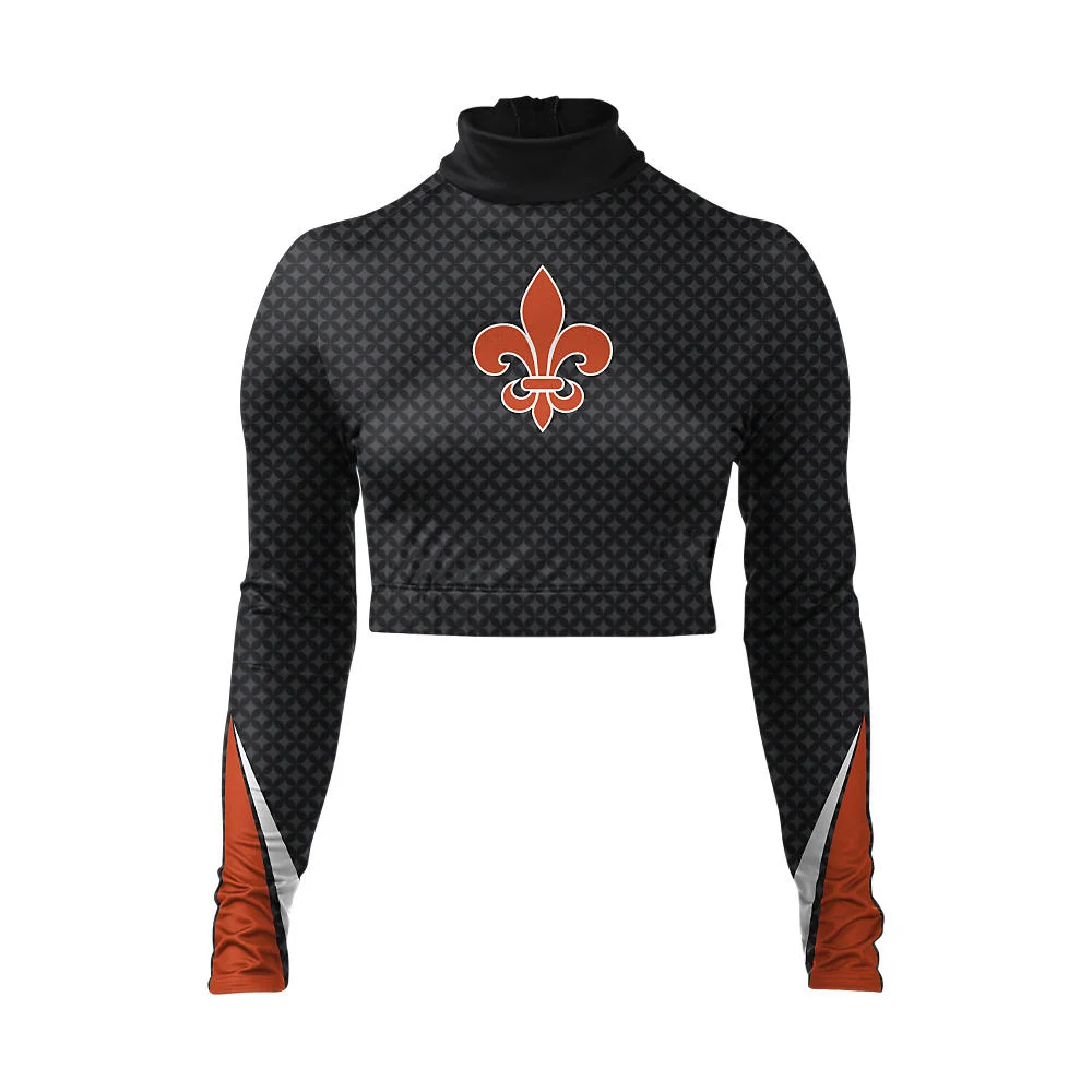 Custom Geometric Texture Cropped Cheer Mock Neck Bodyliner | OEM