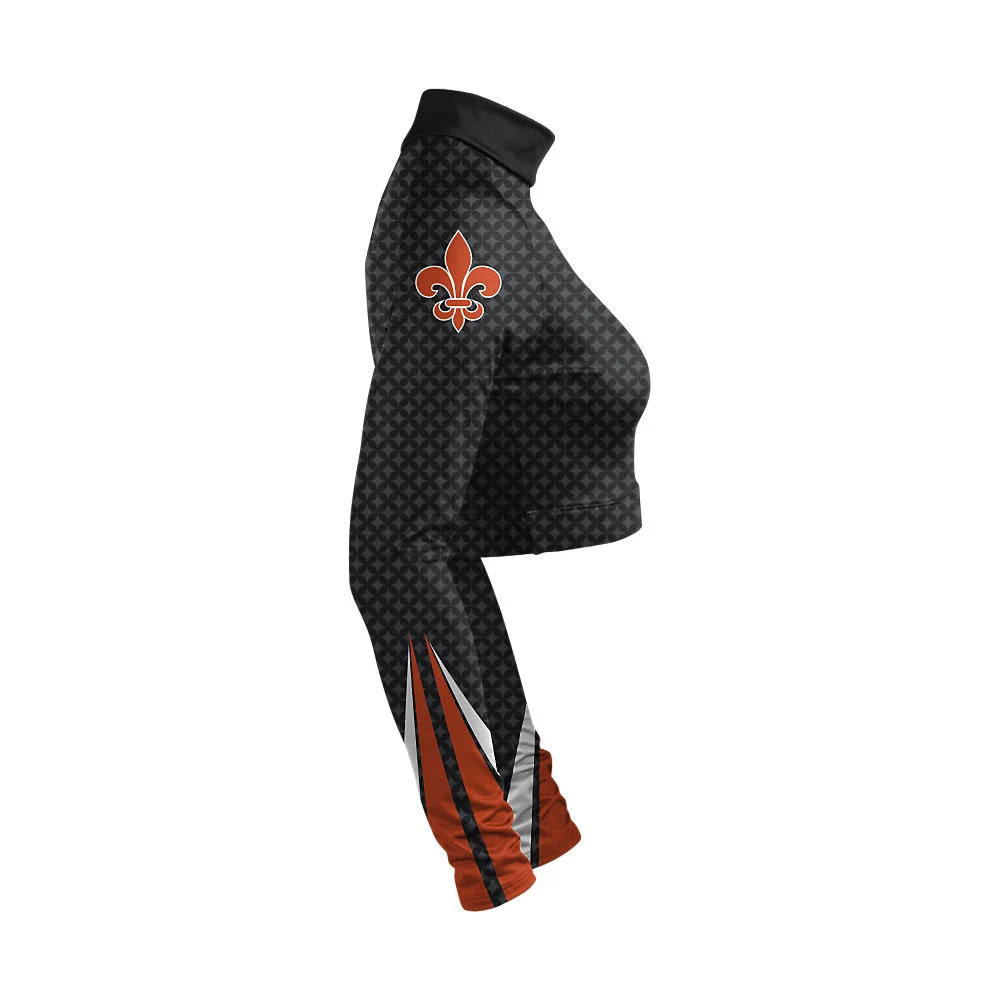 Custom Geometric Texture Cropped Cheer Mock Neck Bodyliner | OEM