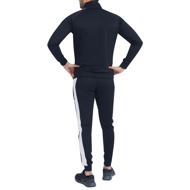 Custom Black & White Side Stripe Athletic Tracksuit | B2B OEM