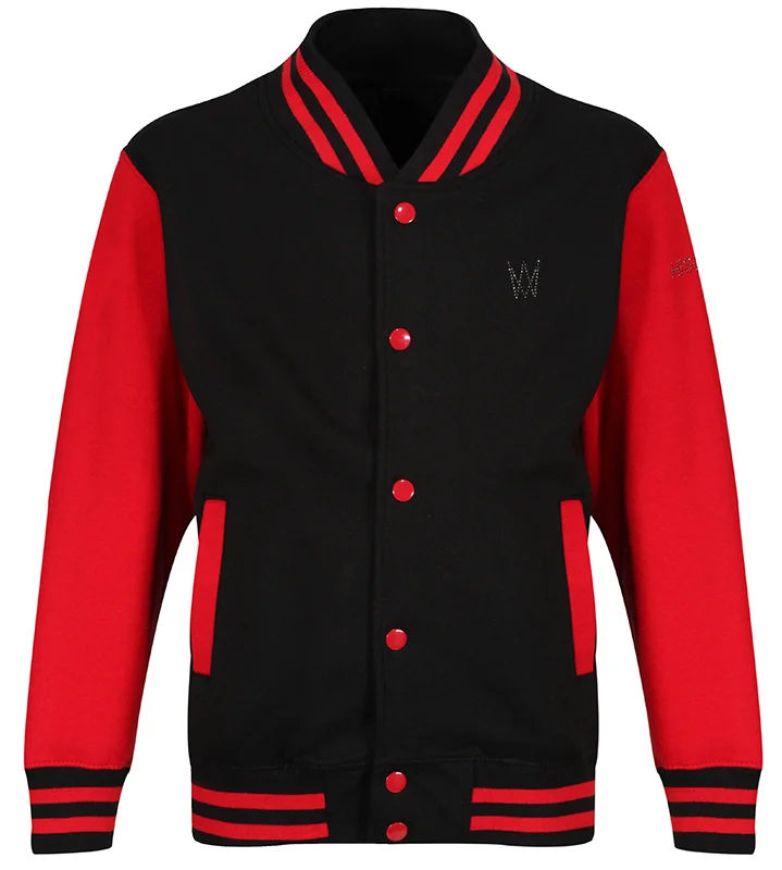 Custom Black & Red Leather Sleeve Letterman Jacket | OEM