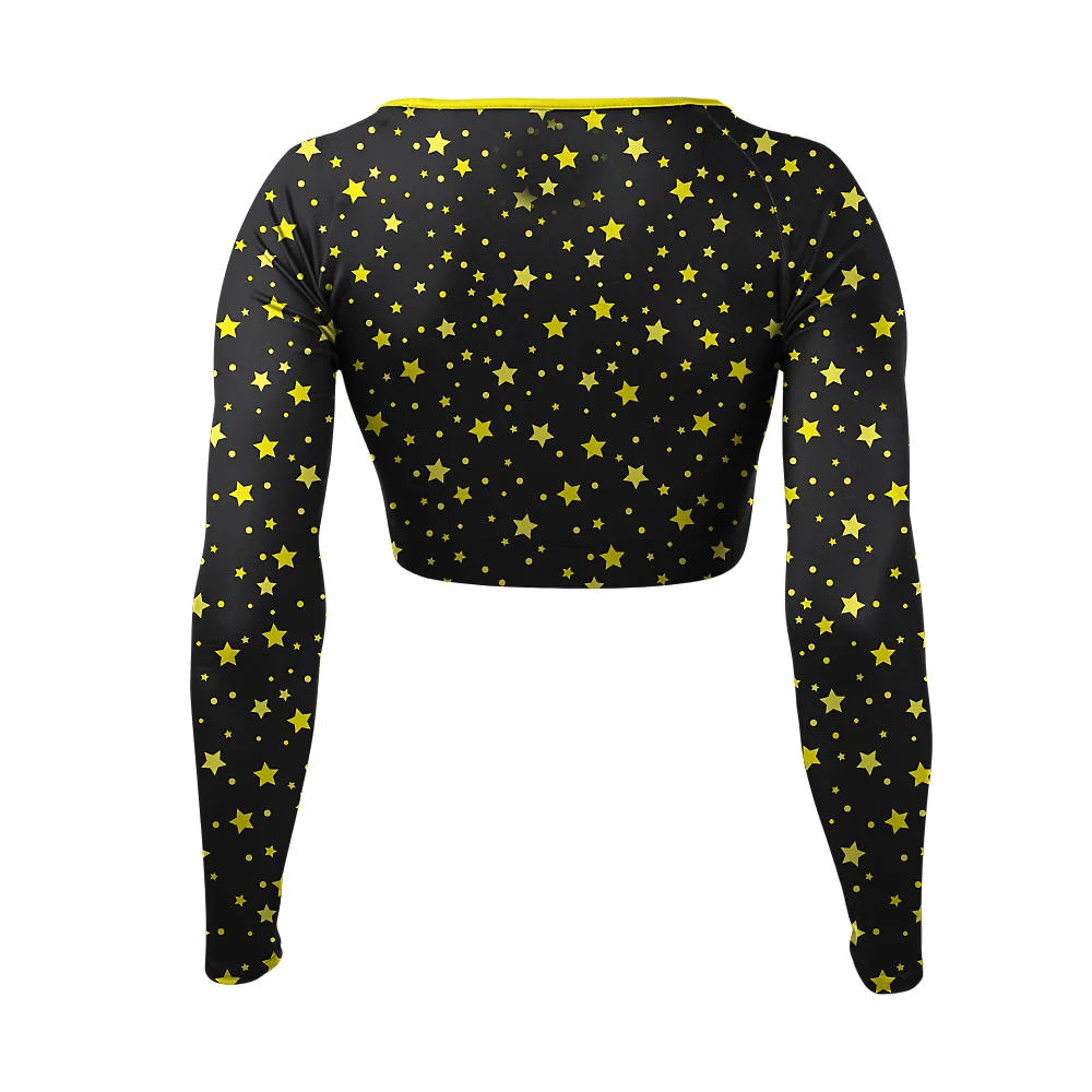 Custom Star Pattern Cropped Cheer V-Neck Bodyliner | OEM
