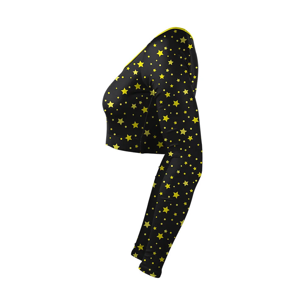 Custom Star Pattern Cropped Cheer V-Neck Bodyliner | OEM