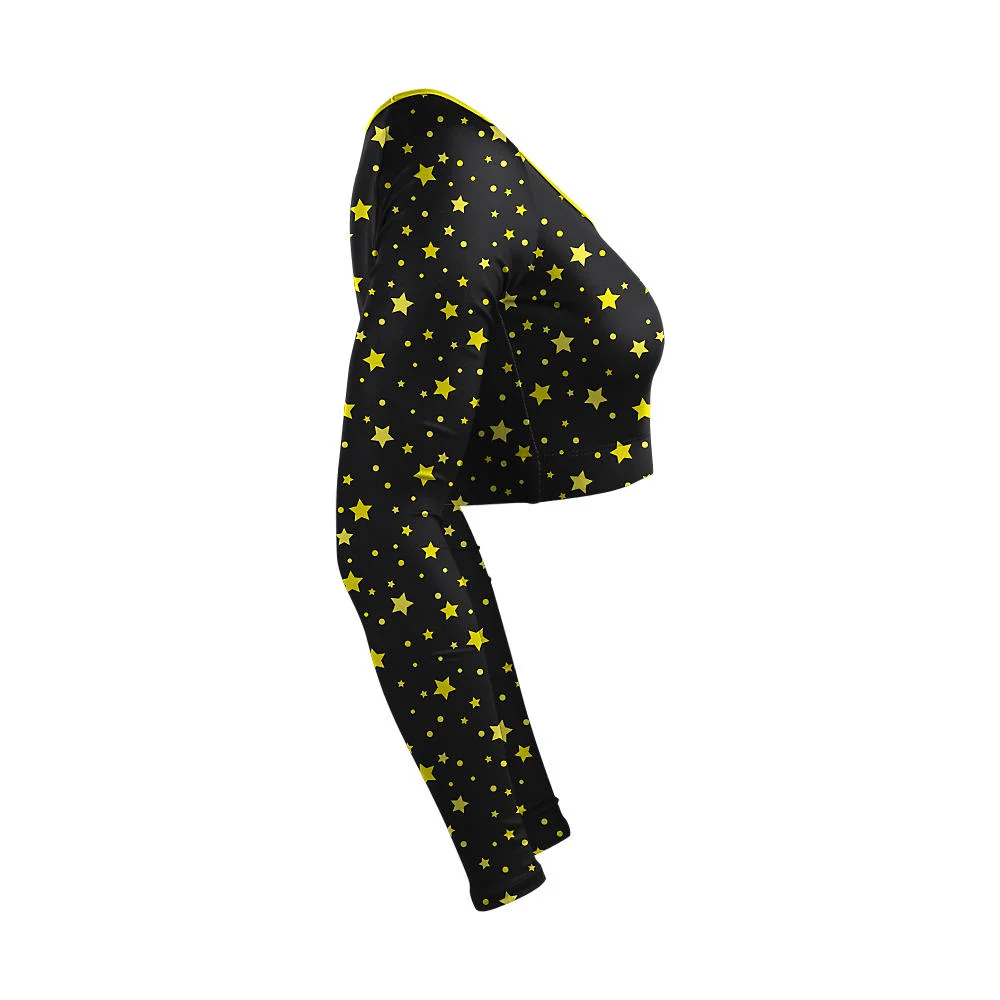 Custom Star Pattern Cropped Cheer V-Neck Bodyliner | OEM