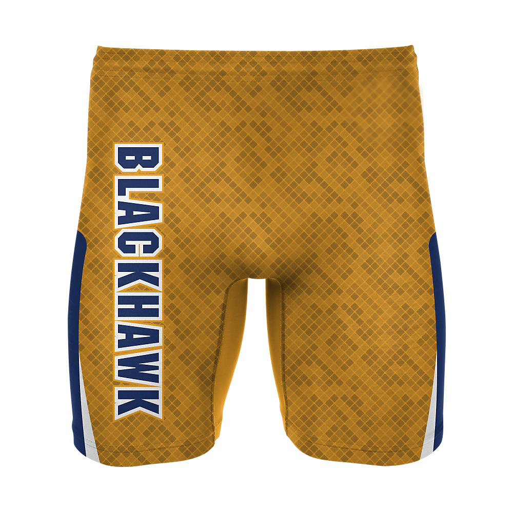 Custom Blackhawk Textured Gold Wrestling Compression Shorts | OEM