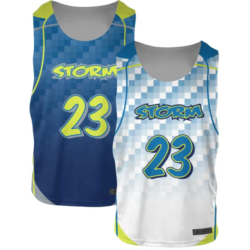 Custom Checkered Plaid Reversible Lacrosse Practice Jersey | OEM