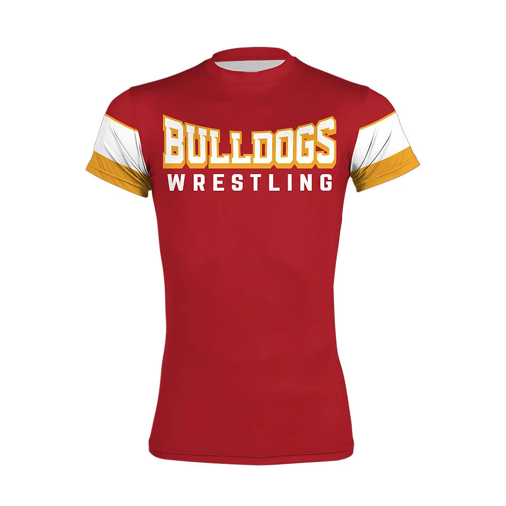 Custom Bulldogs Wrestling Short Sleeve Compression Tee | OEM