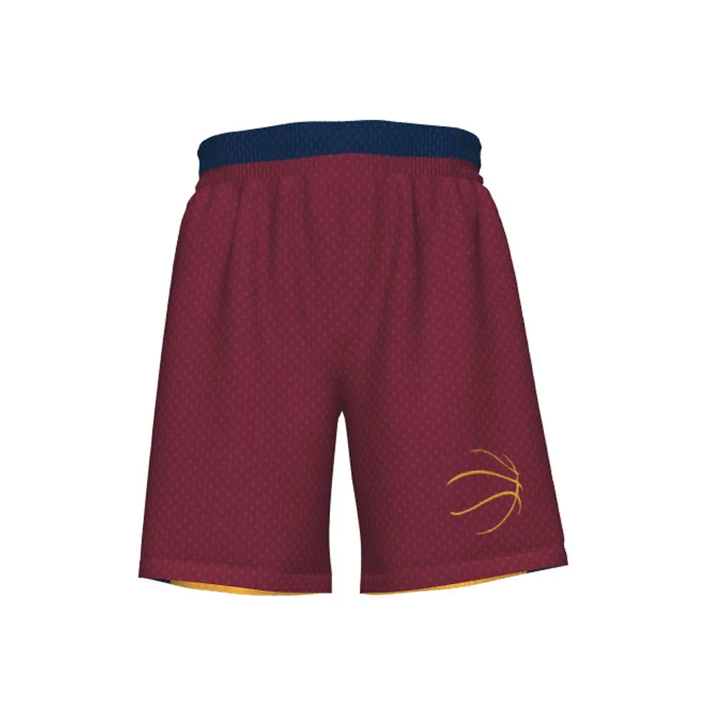 Custom Burgundy & Navy Reversible Basketball Shorts | OEM