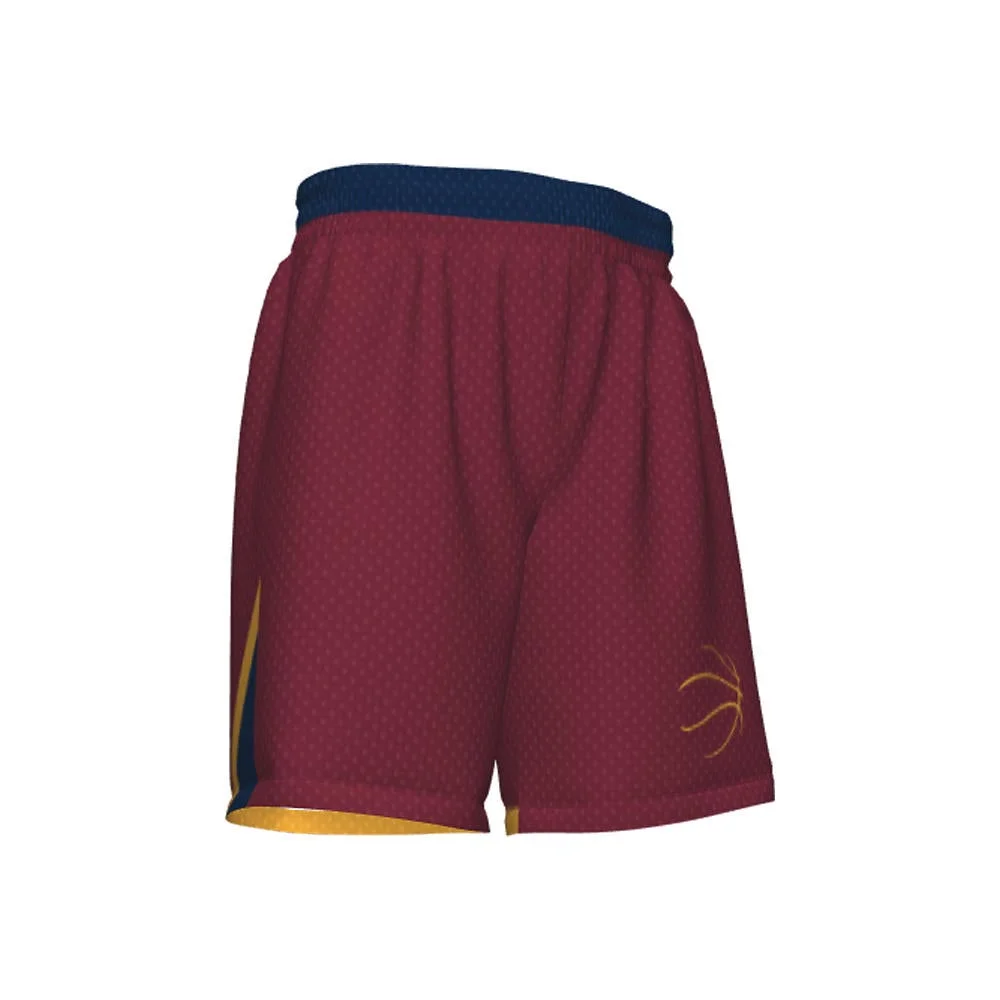 Custom Burgundy & Navy Reversible Basketball Shorts | OEM