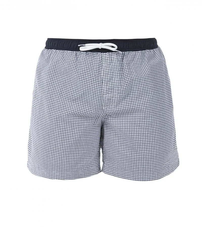 Custom Charcoal Gingham Check Swim Shorts | Resort Wear OEM