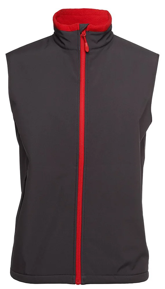 Custom Charcoal Grey Softshell Vest with Red Zipper | B2B OEM