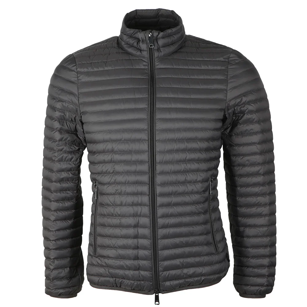 Custom Charcoal Stand Collar Packable Puffer Jacket | B2B OEM