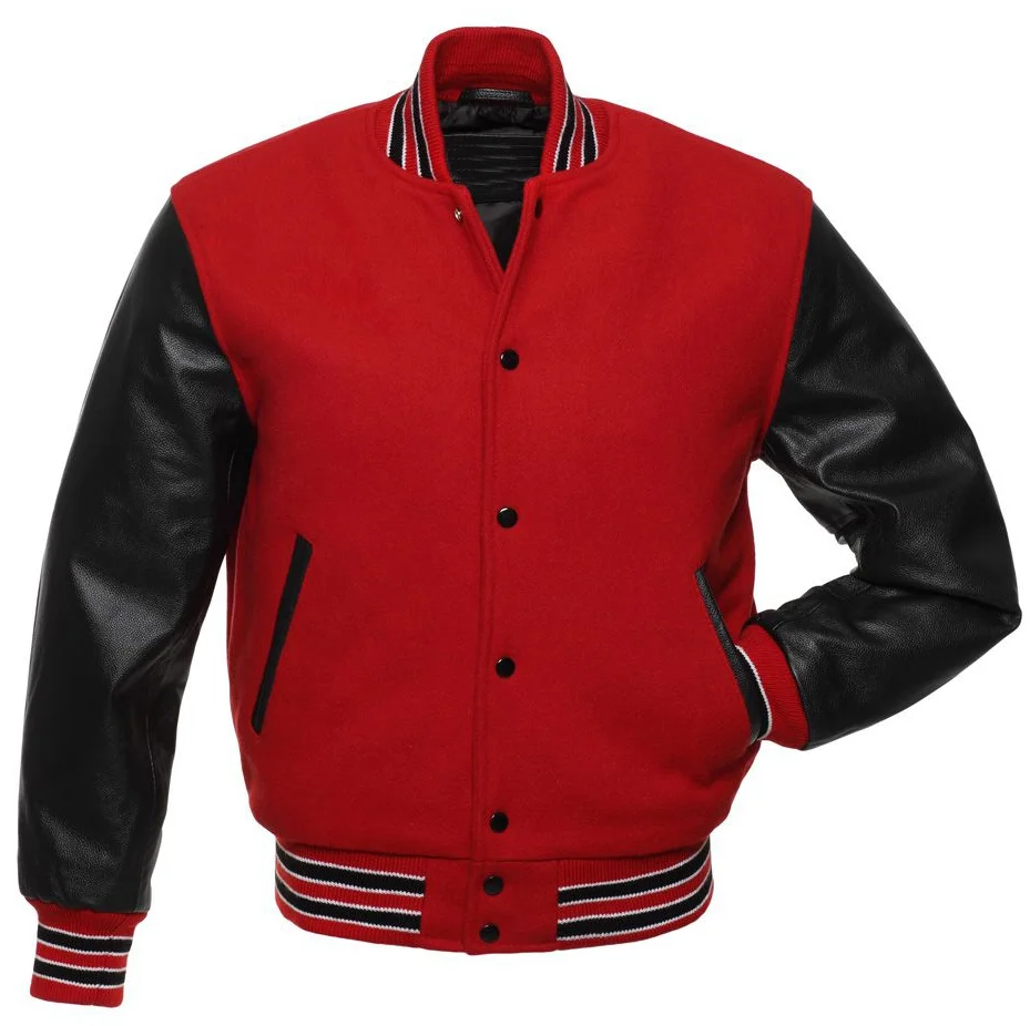 Custom Classic Red & Black Baseball Varsity Jacket | OEM