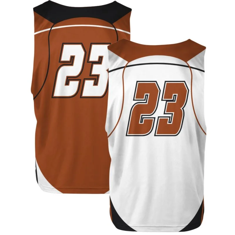 Custom Copper & White Piped Reversible Lacrosse Jersey | OEM