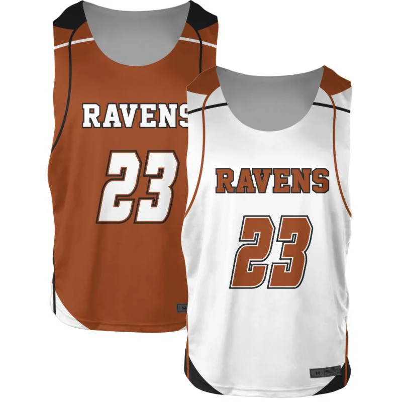 Custom Copper & White Piped Reversible Lacrosse Jersey | OEM