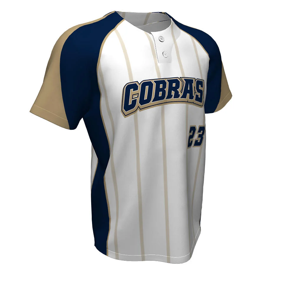 Custom Pinstripe Raglan Baseball Two Button Jersey | OEM