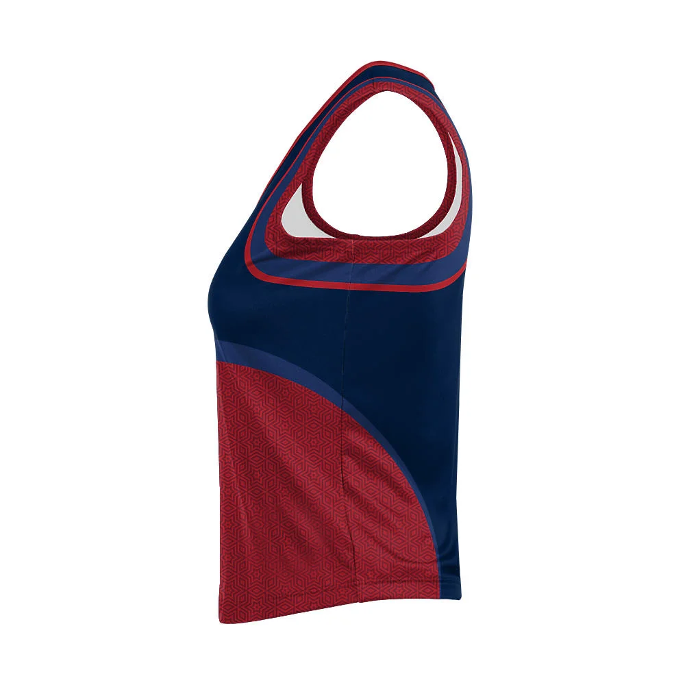 Custom Two-Tone Curved Yoke Cheer Sleeveless Shell | OEM