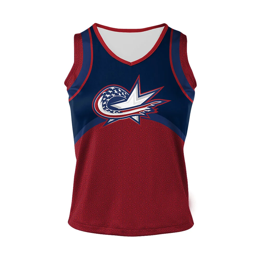 Custom Two-Tone Curved Yoke Cheer Sleeveless Shell | OEM