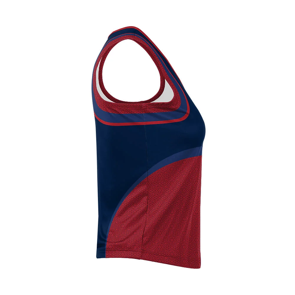 Custom Two-Tone Curved Yoke Cheer Sleeveless Shell | OEM