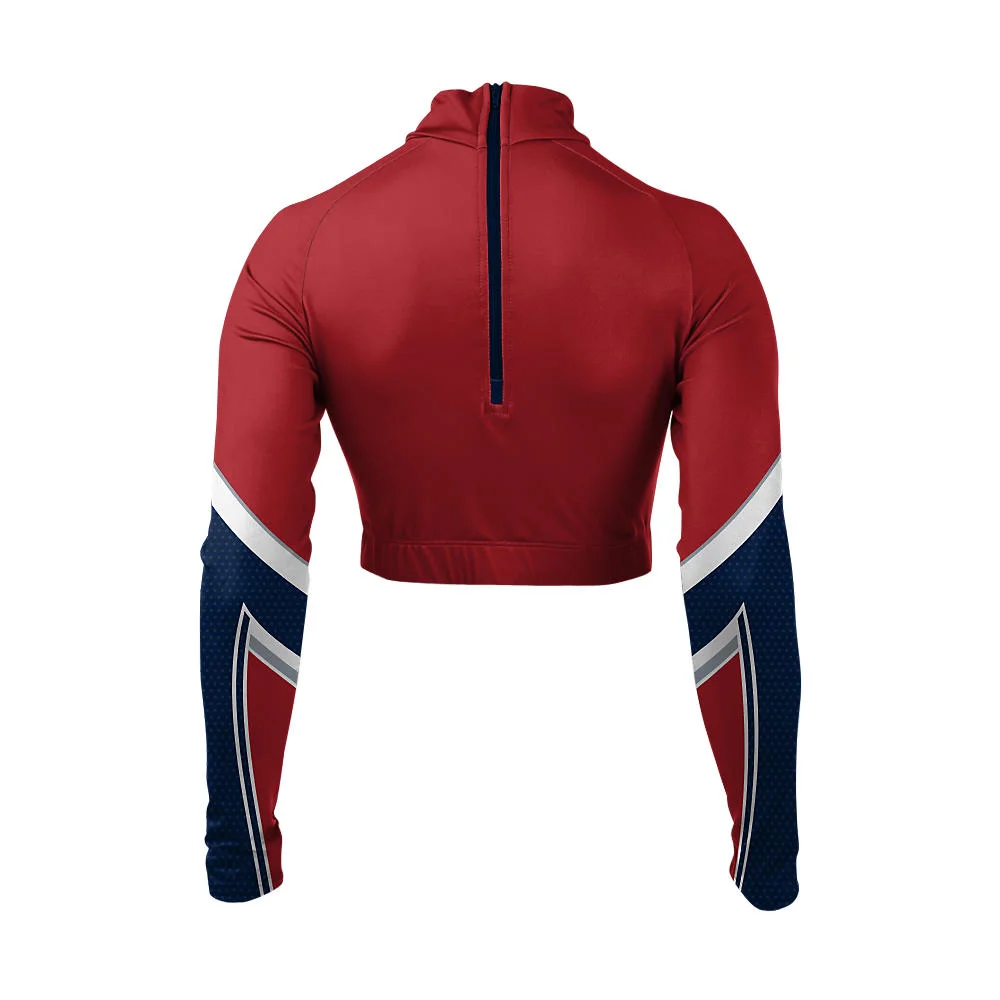 Custom Dynamic Slash Sleeve Cropped Cheer Mock Neck Bodyliner | OEM