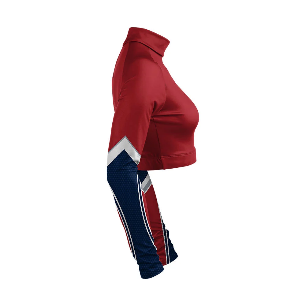 Custom Dynamic Slash Sleeve Cropped Cheer Mock Neck Bodyliner | OEM