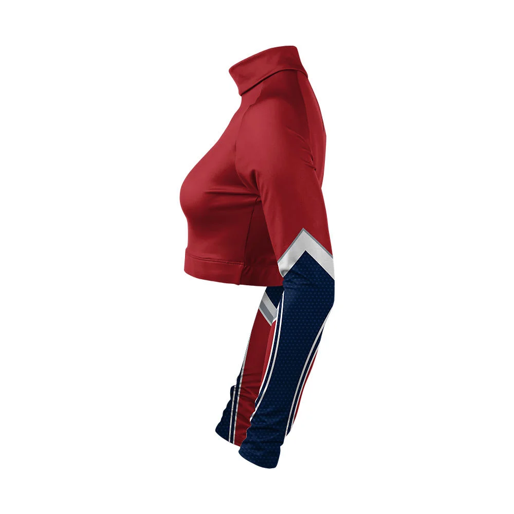 Custom Dynamic Slash Sleeve Cropped Cheer Mock Neck Bodyliner | OEM