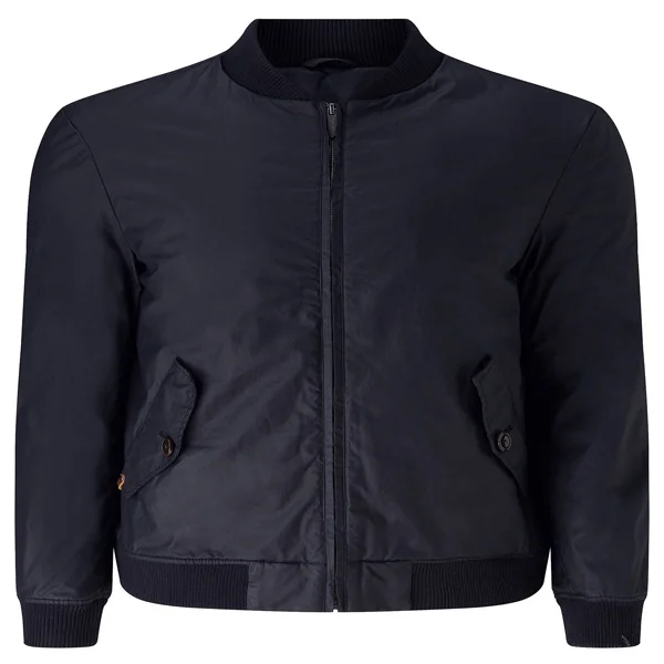 Custom Dark Navy Classic Cotton-Twill Bomber Jacket | B2B OEM