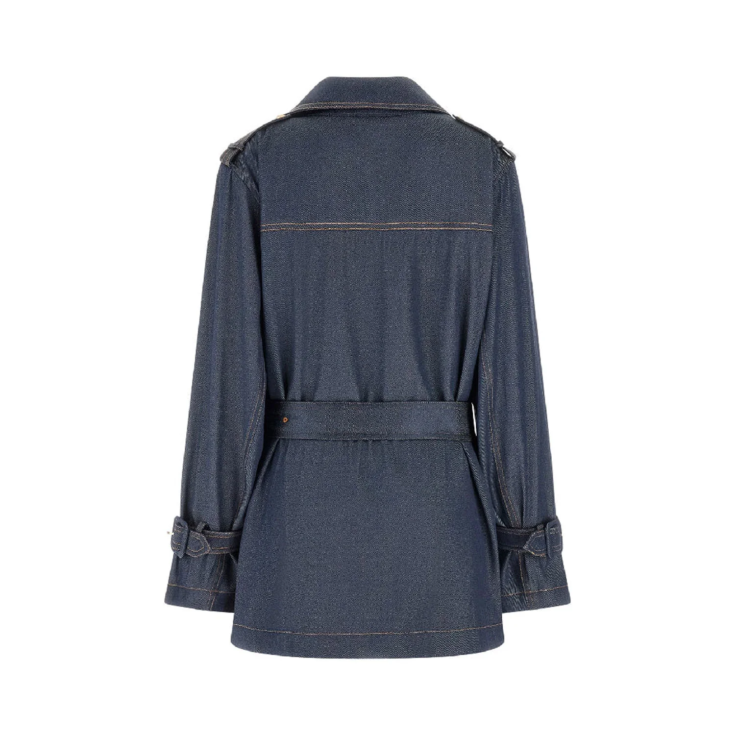 Custom Belted Mid-Length Denim Trench Coat | Utility Outerwear OEM