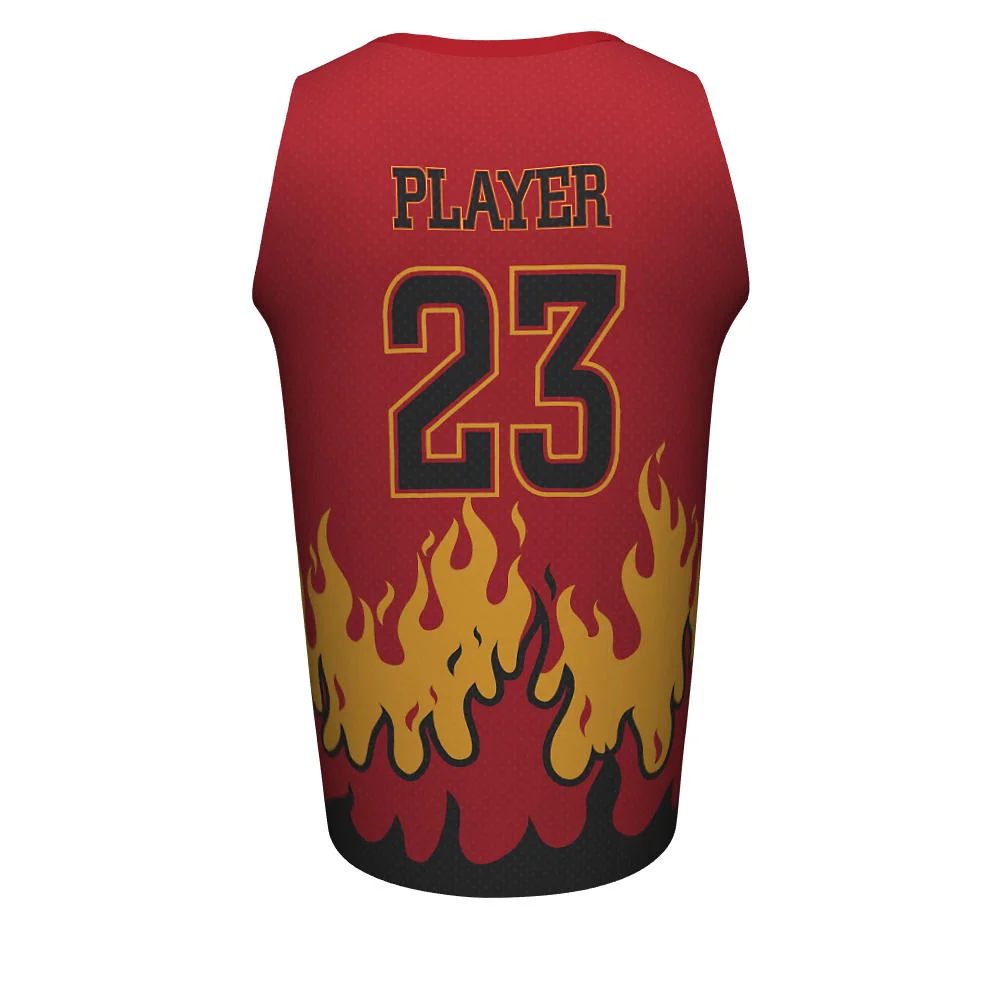Custom Flame Graphic Sublimated Crew Neck Basketball Jersey | OEM