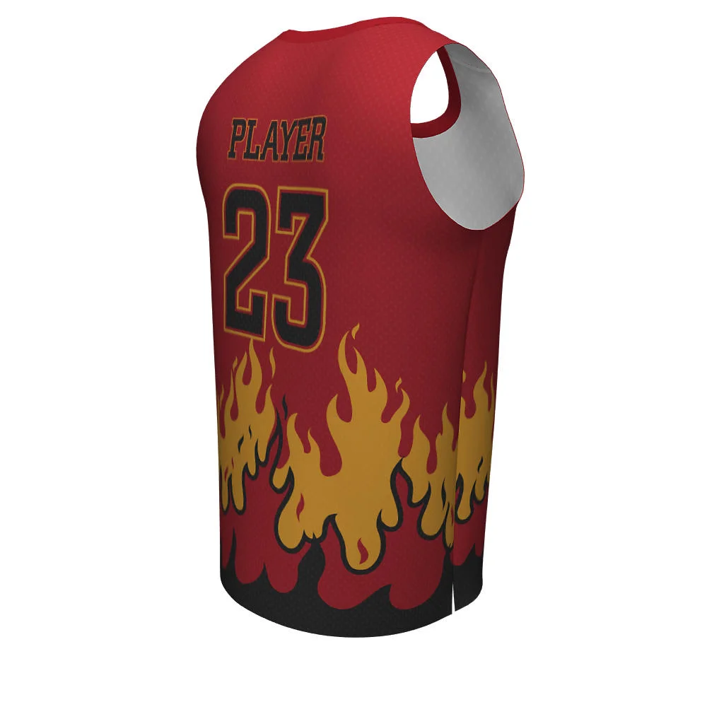 Custom Flame Graphic Sublimated Crew Neck Basketball Jersey | OEM