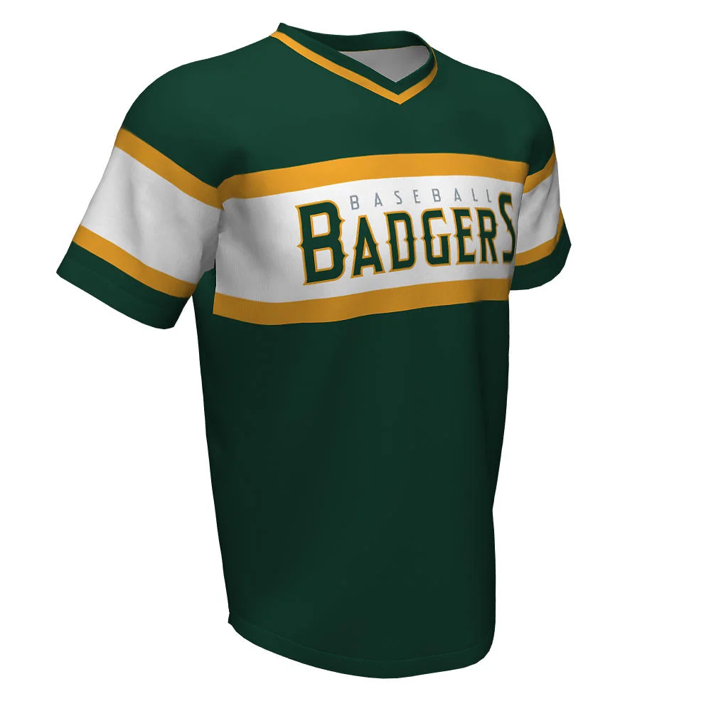 Custom Striped Chest Band V-Neck Baseball Jersey | OEM
